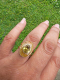 14kt Gold Ring: Citrine & Amber Stone, Size 8