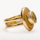 14kt Gold Ring: Citrine & Amber Stone, Size 8