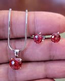 Red Crystal Pendant: Sterling Silver July Birthstone Jewelry