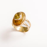 14kt Gold Ring: Citrine & Amber Stone, Size 8