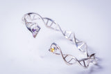 DNA Helix Gemstone Cuff Bracelet: Sterling Silver Genetic Code, Purple & Gold