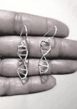 Sterling Silver DNA Drop Earrings: Double Helix Science Jewelry