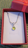 Peridot Sterling Silver Charm Necklace: Handmade Green Circle Pendant
