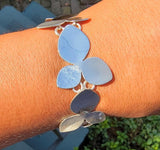 Sterling Silver Leaf Link Bracelet, Hammered Reversible Design