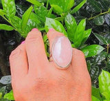 Pink Rose Quartz Sterling Silver Ring: Handmade Statement Jewelry