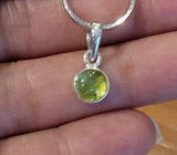 Peridot Sterling Silver Charm Necklace: Handmade Green Circle Pendant