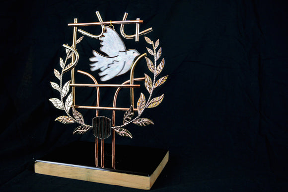 Metal art tabletop sculpture Son of Peace
