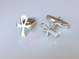 Silver Cufflinks: Egyptian Ankh Design, handmade jewelry, gift