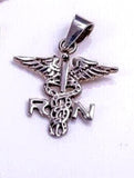 Registered Nurse Pendant: Silver Caduceus RN Medical Jewelry, gift for nurse