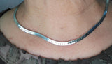 Sterling Silver Herringbone Chain Necklace - Unisex Link, adjustable 16 inch