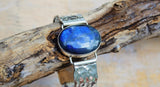 Labradorite Gemstone Bracelet: Hammered Bangle, Gift of Protection