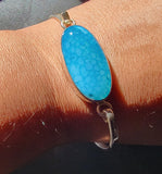 Sterling Silver Bracelet: Dragon Vein Agate Stone Jewelry