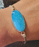 Sterling Silver Bracelet: Dragon Vein Agate Stone Jewelry