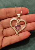 Silver Heart Necklace, Amethyst Adinkra Pendant, Ancestor Love
