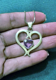 Silver Heart Necklace, Amethyst Adinkra Pendant, Ancestor Love