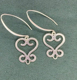 Handmade Sterling Silver Sankofa Heart Dangle Earrings