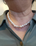 Blush Freshwater Pearl Necklace: Single Strand Silver Accent
