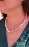Blush Freshwater Pearl Necklace: Single Strand Silver Accent