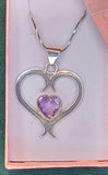 Silver Heart bracelet, Amethyst Adinkra bangle, Ancestor Love Valentines Day gift for her