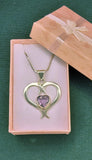 Silver Heart Necklace, Amethyst Adinkra Pendant, Ancestor Love
