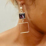 Silver Amethyst Dangle Earrings: Modern Elegant Gemstone Jewelry