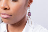 Silver hoop Dangle purple agate Earrings: Modern Elegant Gemstone Jewelry