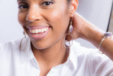 Silver hoop Dangle purple agate Earrings: Modern Elegant Gemstone Jewelry