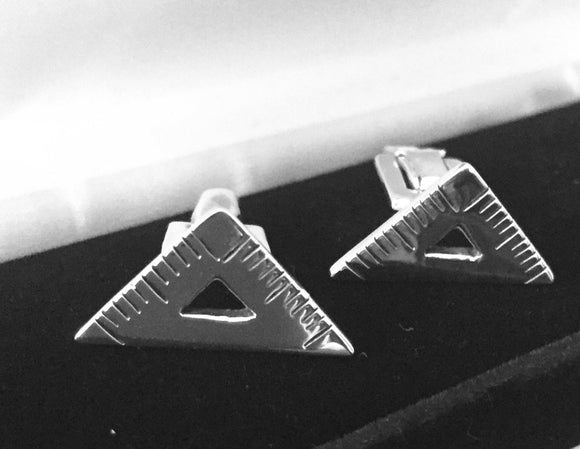 Mens cufflinks, Protractor Carpenter's Square, fathers day gift,  Mason gift,  sterling silver handmade premium quality