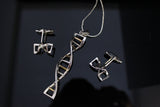 DNA cufflinks, double helix mens jewelry,  sterling silver cufflinks