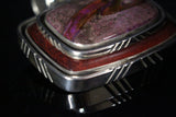 Purple and brown statement pendant set in sterling silver unisex handmade one of a kind gemstone and wooden jewelry