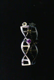 Silver jewelry set DNA February Birthstone Amethyst purple double helix science jewelry genetics biology medical b-day gift for sista