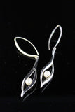 Mothers Day Gift, Silver Seed Earrings drop with Pearl science nature growth inspired handmade signed jewelry art