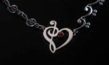 Mothers day gift, Music Heart Necklace Sterling silver with carnelian stone by New Orleans artist Chester Allen relationship jewelry art