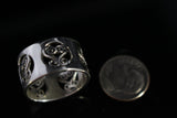 Sankofa silver band ring adinkra heart jewelry