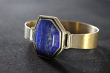 Silver Bangle Stone Sodalite reversible unisex sterling matte finish one of a kind shadowbox opens mens top quality ring available