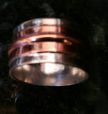 Silver Band Ring Handmade Sterling and Copper Mens ring, Can be used as a wedding ring, or thumb ring. Great one of a kind Birthday gift