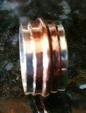 Silver Band Ring Handmade Sterling and Copper Mens ring, Can be used as a wedding ring, or thumb ring. Great one of a kind Birthday gift