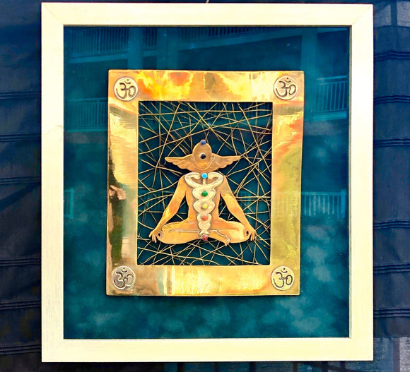 Wall Art Chakras Ohm Yoga  kundalini Hindu Energy medical Carduceus Chester Allen meaningful fusion  Divine Alignment