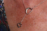 Sweetest day gift, Heart Chain lariat necklace, Sterling silver, handmade jewelry, short Y necklace
