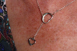 Heart Chain lariat necklace, Sterling silver, handmade jewelry, short Y necklace, gift for her