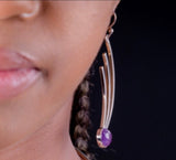 Mothers Day Gift, Silver amethyst modern elegant dangle earrings