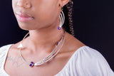 Modern silver choker amethyst onyx, Chester Allen one of a kind handmade necklace upscale jewelry art gift