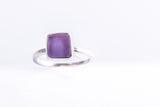 Purple ring square sea glass sterling silver