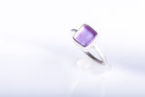 Purple ring square sea glass sterling silver