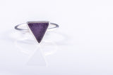 Purple sea glass ring triangle sterling silver handmade beach tropical pinky ring