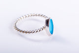 Blue ring sea glass handmade sterling silver jewelry