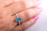 Blue ring sea glass handmade sterling silver jewelry