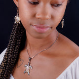 Mothers Day Gift, Turtle Jewelry set Necklace and earrings silver turtle great for two tone silver & Gold