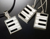 Mothers Day Gift, Silver Earrings Piano Key Dangle white and black handmade jewelry New Orleans recycled fun