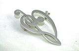 Silver Pin heart, Musical Love brooch, handmade Chester Allen jewelry art